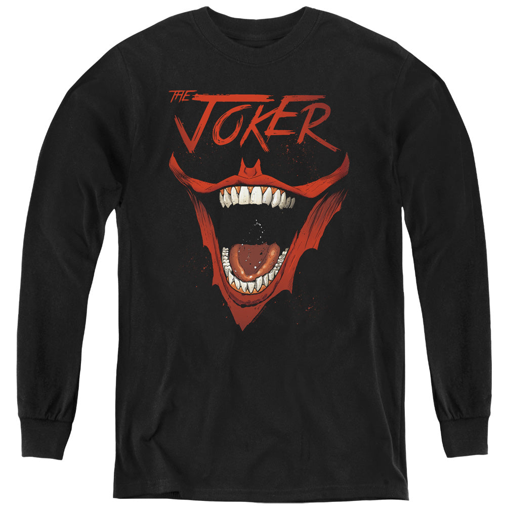 Batman Joker Bat Laugh Long Sleeve Kids Youth T Shirt Black