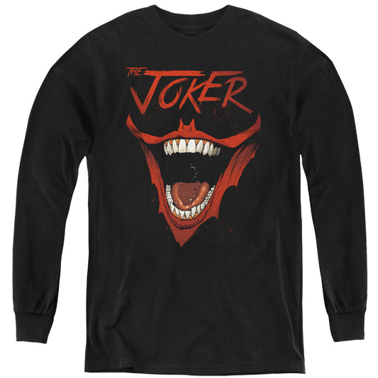 Batman Joker Bat Laugh Long Sleeve Kids Youth T Shirt Black
