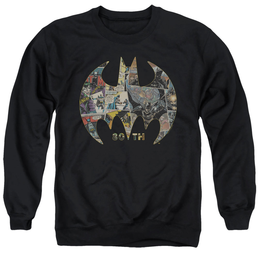 Batman 80th Shield Mens Crewneck Sweatshirt Black