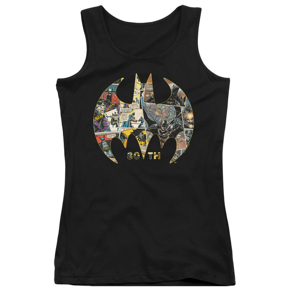 Batman 80th Shield Womens Tank Top Shirt Black