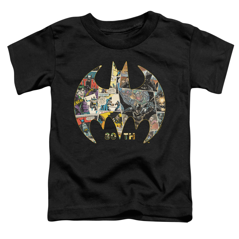 Batman 80th Shield Toddler Kids Youth T Shirt Black