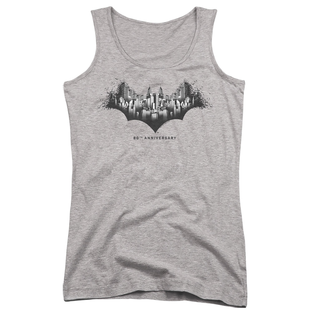 Batman Gotham Shield Womens Tank Top Shirt Athletic Heather