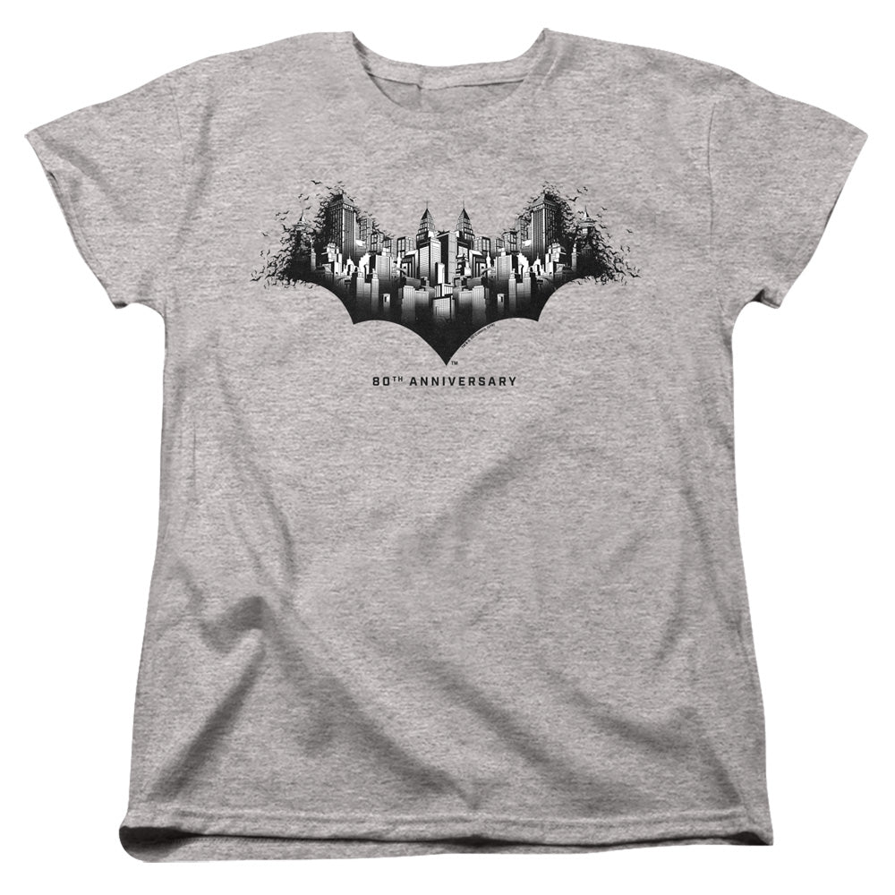 Batman Gotham Shield Womens T Shirt Athletic Heather