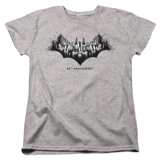 Batman Gotham Shield Womens T Shirt Athletic Heather