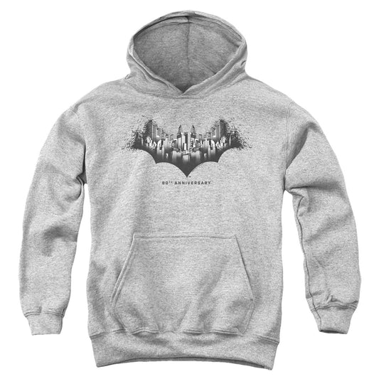 Batman Gotham Shield Kids Youth Hoodie Athletic Heather
