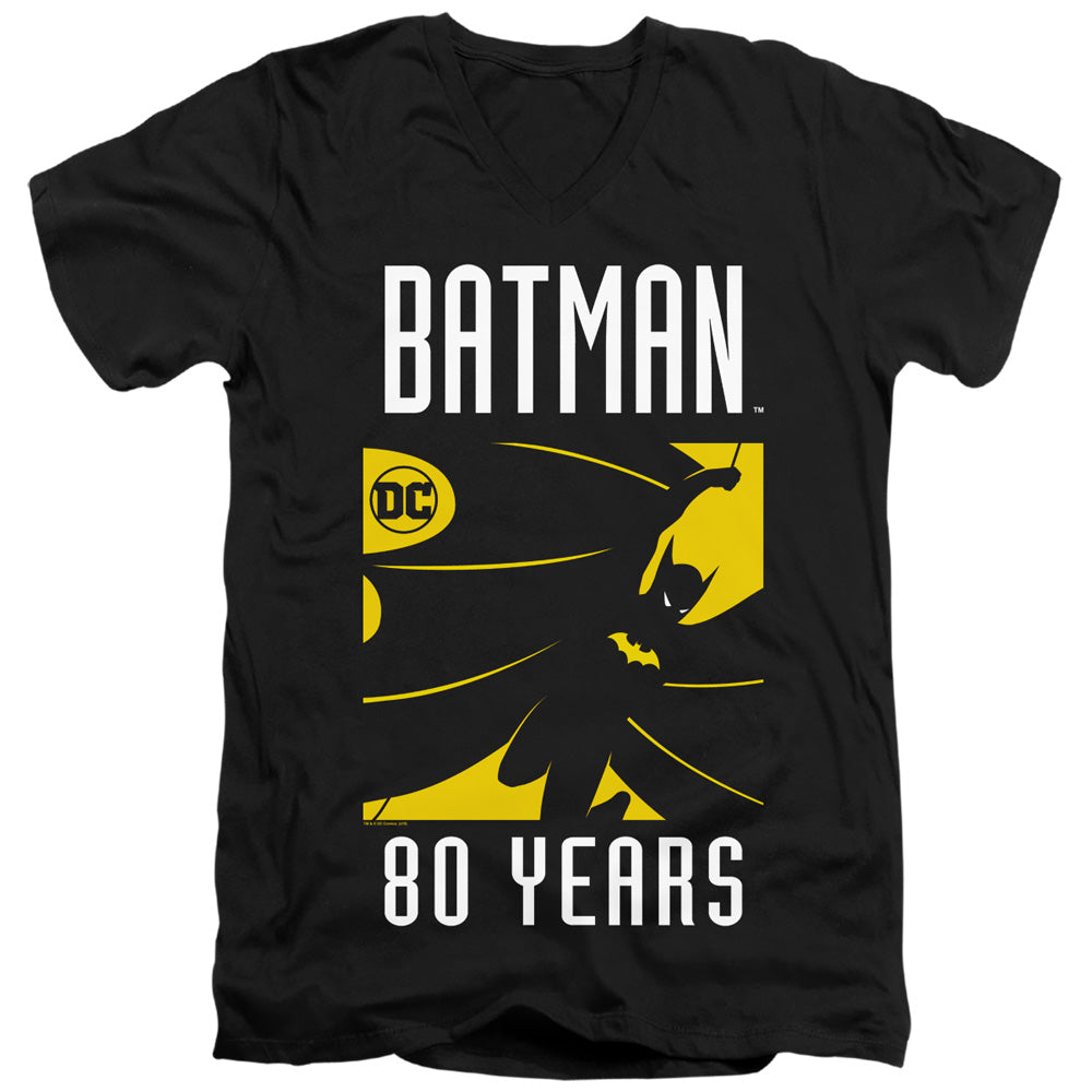 Batman Silhouete Mens Slim Fit V Neck T Shirt Black
