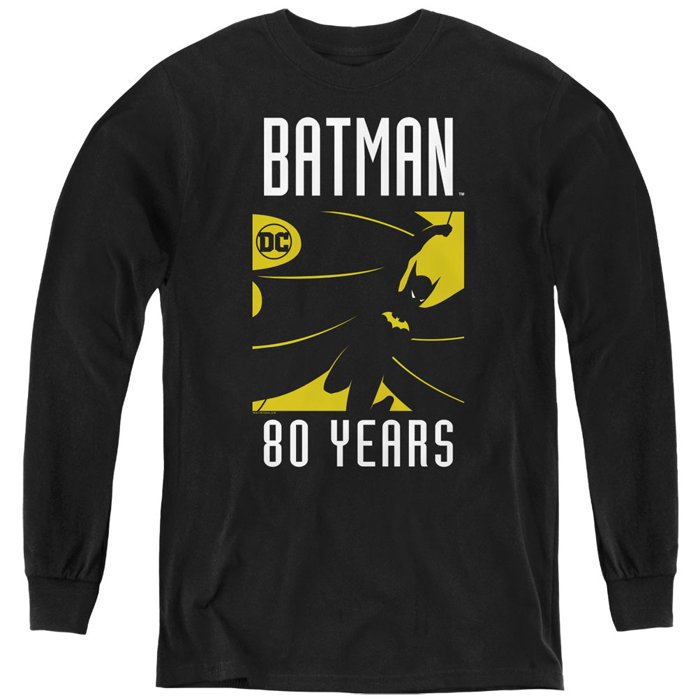 Batman Silhouete Long Sleeve Kids Youth T Shirt Black