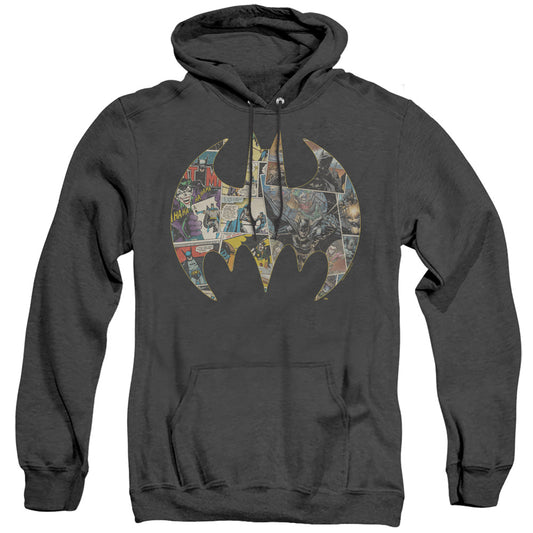 Batman Collage Shield Heather Mens Hoodie Black
