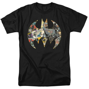Batman Collage Shield Mens T Shirt Black