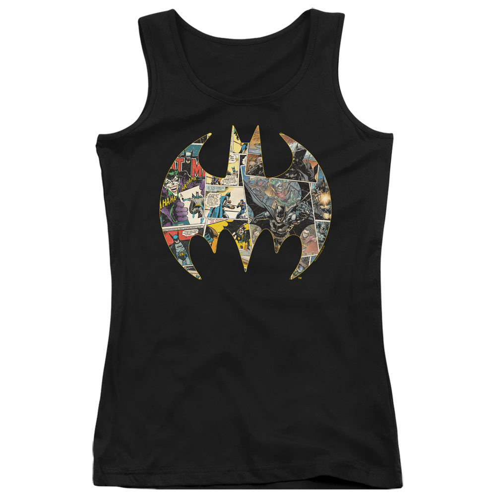 Batman Collage Shield Womens Tank Top Shirt Black