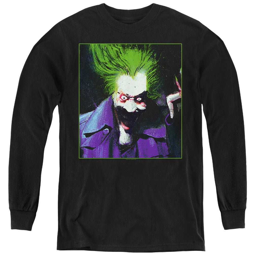 Batman Arkham Asylum Joker Long Sleeve Kids Youth T Shirt Black