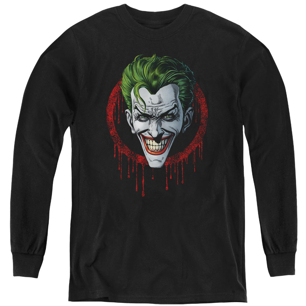 Batman Joker Drip Long Sleeve Kids Youth T Shirt Black