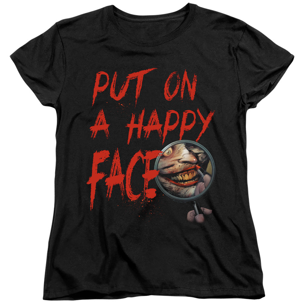 Batman Happy Face Womens T Shirt Black