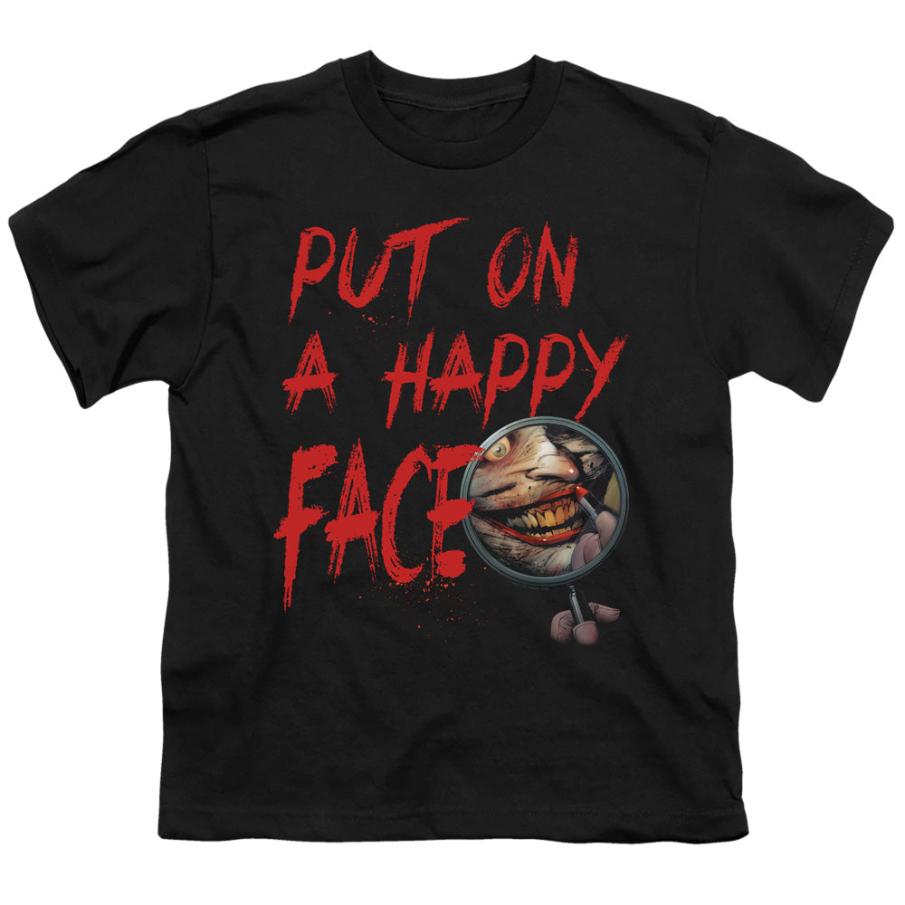 Batman Happy Face Kids Youth T Shirt Black