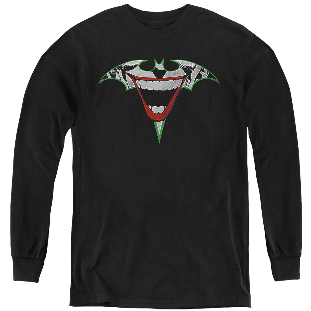 Batman Joker Bat Logo Long Sleeve Kids Youth T Shirt Black