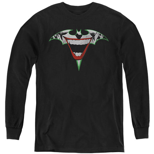 Batman Joker Bat Logo Long Sleeve Kids Youth T Shirt Black