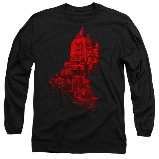 The Batman (2022) News Silhouette Mens Long Sleeve Shirt Black Officially Licensed