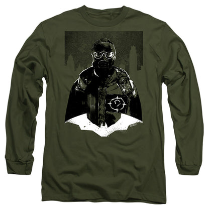 The Batman Noir Riddler Mens Long Sleeve Shirt Military Green Officially Licensed