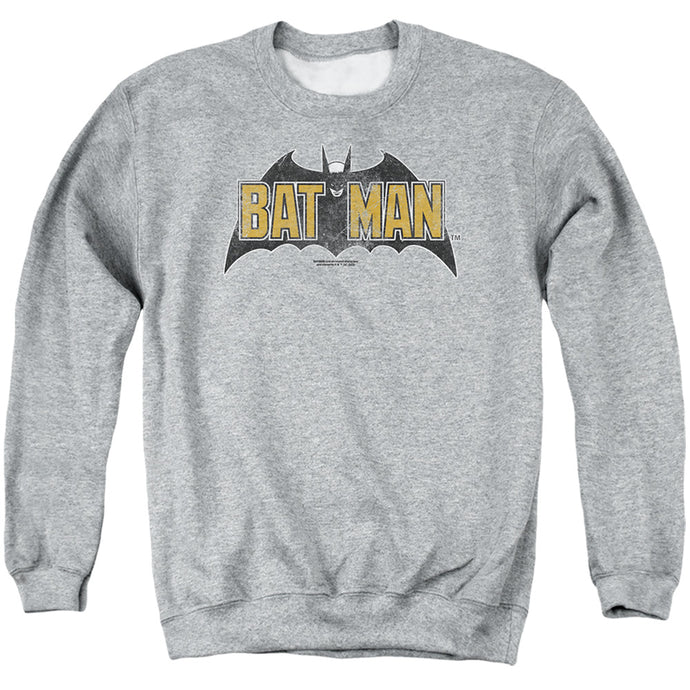 Batman Vintage Bat Logo On Gray Mens Crewneck Sweatshirt Athletic Heather