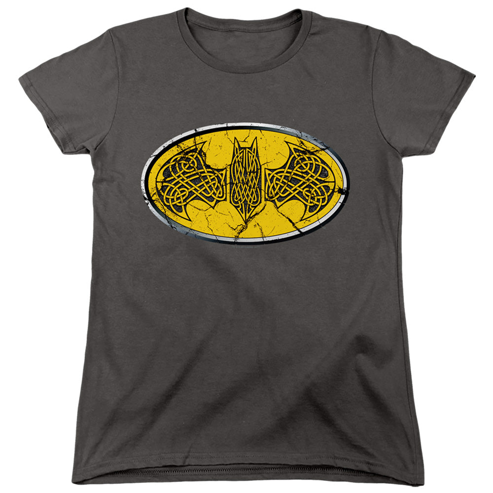 Batman Celtic Shield Womens T Shirt Charcoal