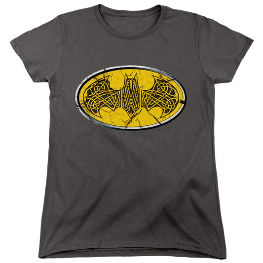 Batman Celtic Shield Womens T Shirt Charcoal