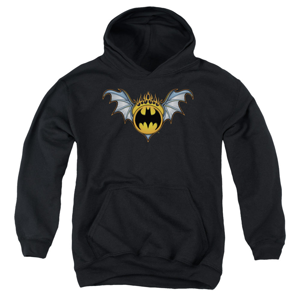 Batman Bat Wings Logo Kids Youth Hoodie Black