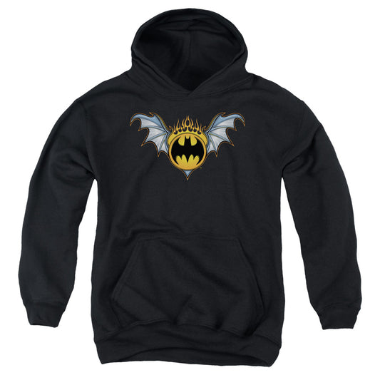 Batman Bat Wings Logo Kids Youth Hoodie Black