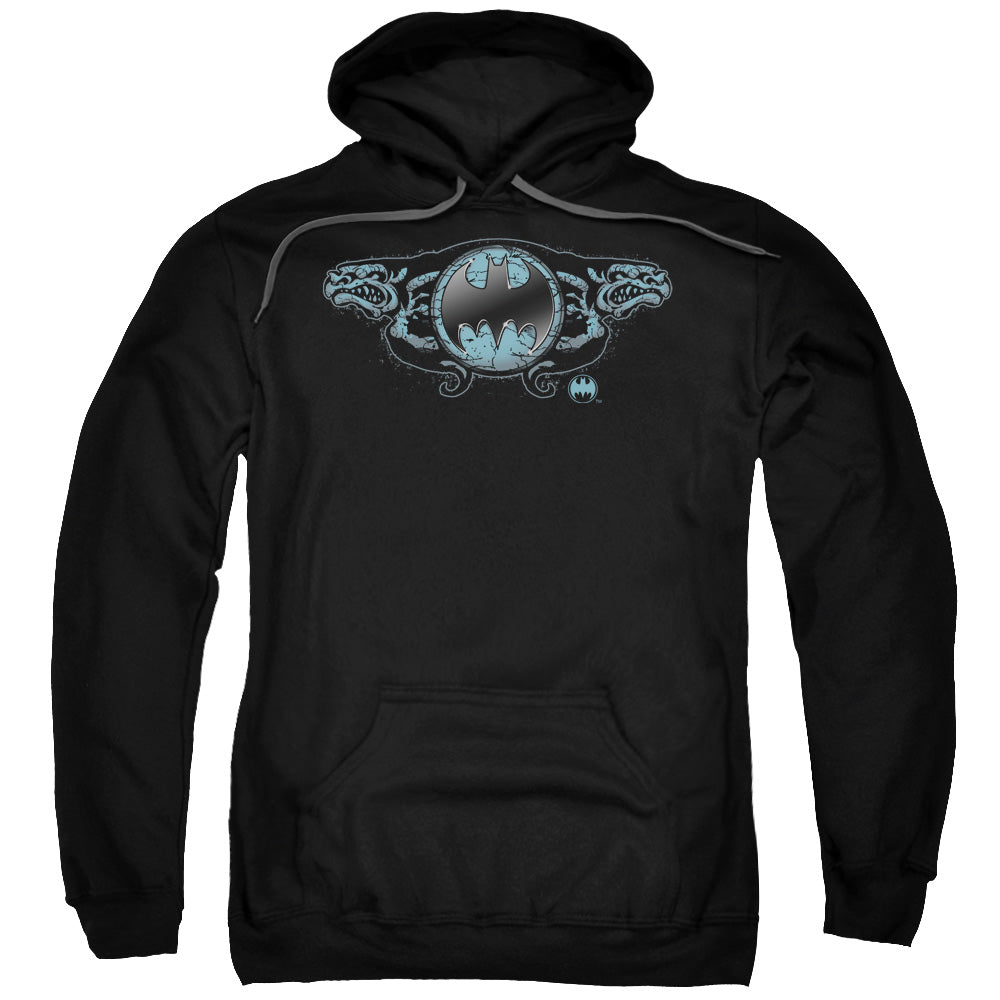 Batman Two Gargoyles Logo Mens Hoodie Black