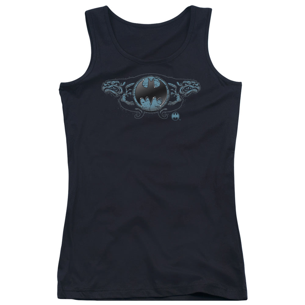 Batman Two Gargoyles Logo Womens Tank Top Shirt Black