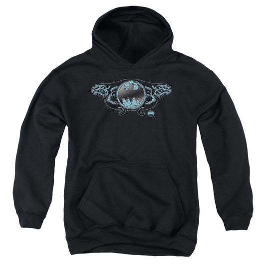 Batman Two Gargoyles Logo Kids Youth Hoodie Black