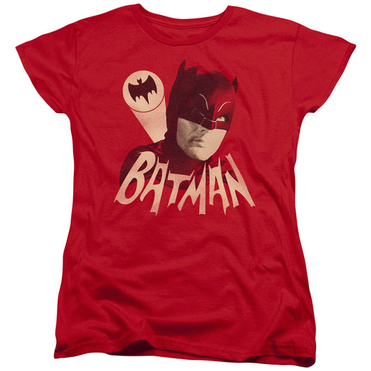 Batman Classic Tv Bat Signal Womens T Shirt Red