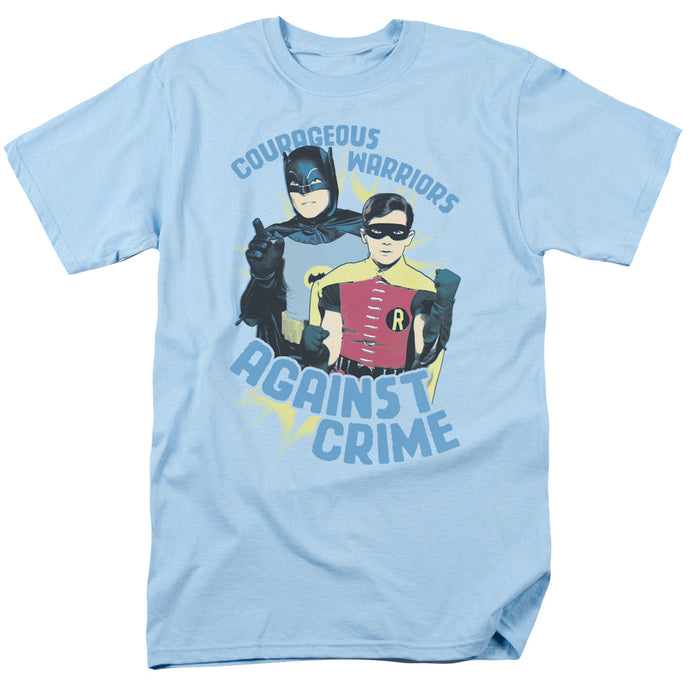 Batman Classic TV Courageous Warriors Mens T Shirt Light Blue