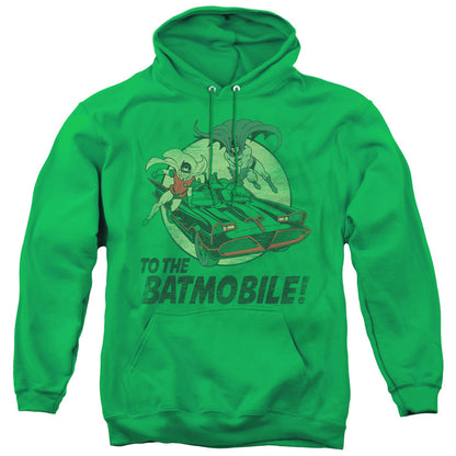 Batman Classic Tv To The Batmobile Mens Hoodie Kelly Green