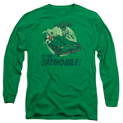 Batman Classic Tv To The Batmobile Mens Long Sleeve Shirt Kelly Green