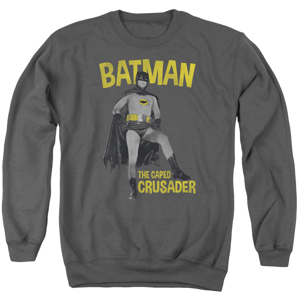 Batman Classic Tv Caped Crusader Mens Crewneck Sweatshirt Charcoal
