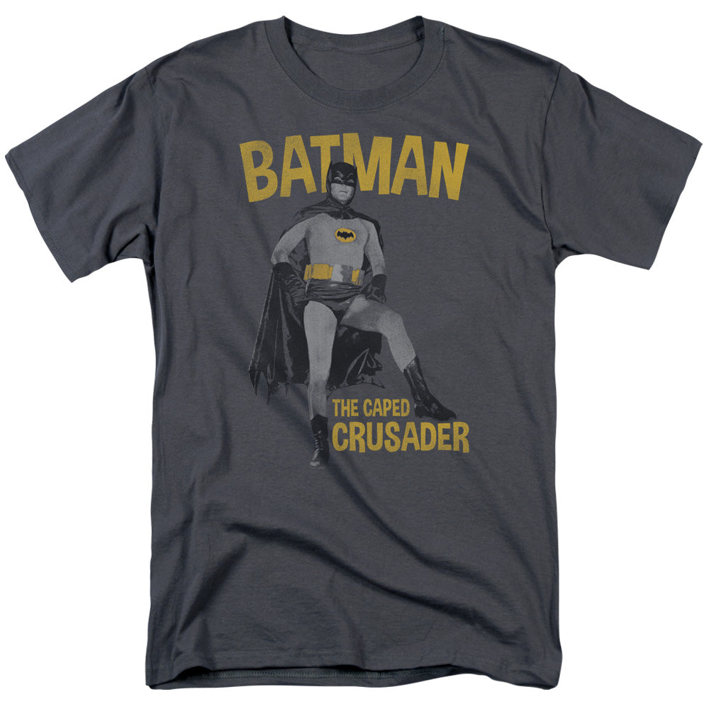 Batman Classic TV Caped Crusader Mens T Shirt Charcoal