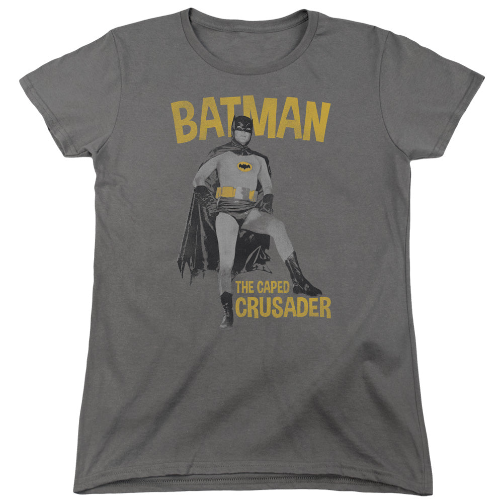 Batman Classic Tv Caped Crusader Womens T Shirt Charcoal