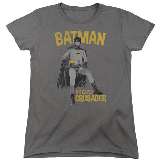 Batman Classic Tv Caped Crusader Womens T Shirt Charcoal