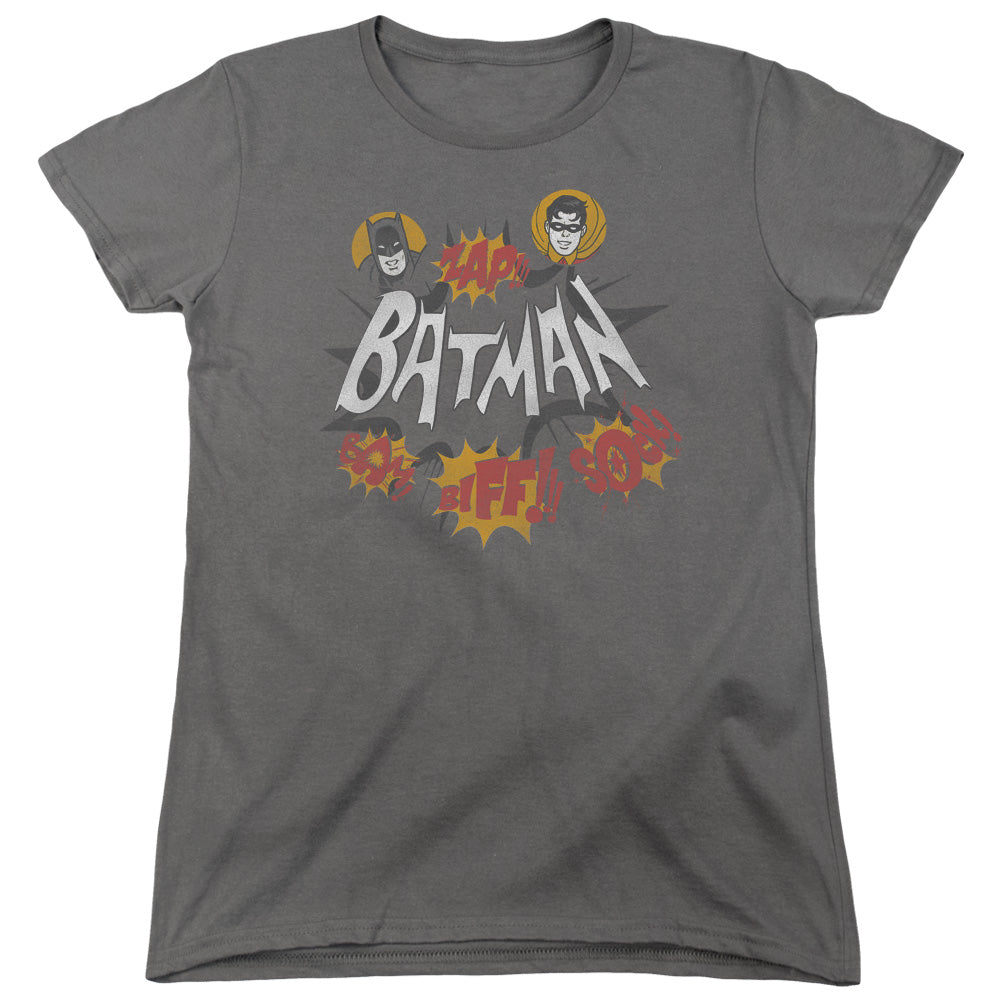 Batman Classic Tv Sound Effects Womens T Shirt Charcoal