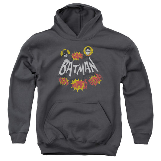 Batman Classic Tv Sound Effects Kids Youth Hoodie Charcoal