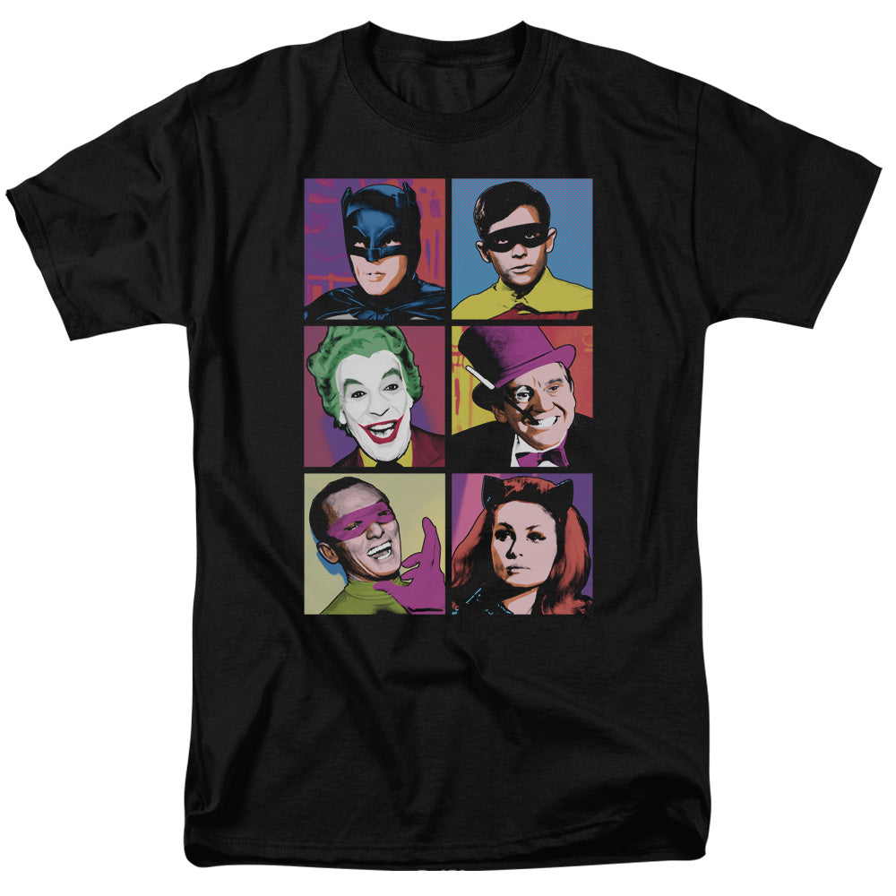 Batman Classic TV Pop Cast Mens T Shirt Black