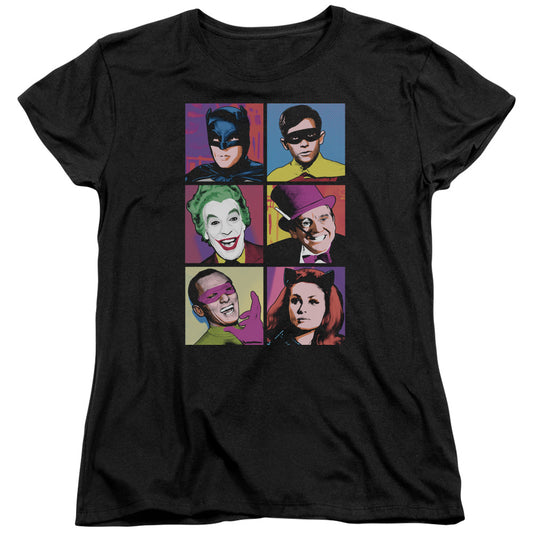 Batman Classic Tv Pop Cast Womens T Shirt Black
