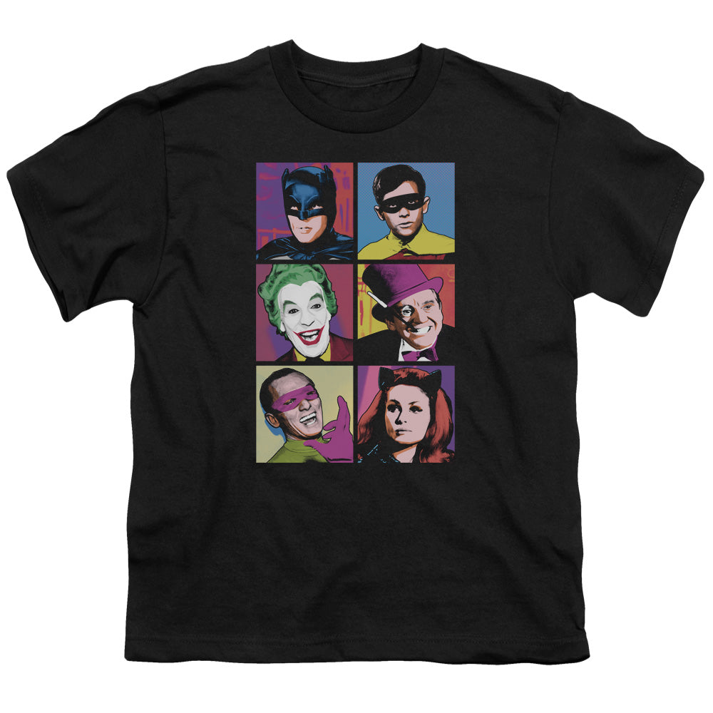 Batman Classic Tv Pop Cast Kids Youth T Shirt Black