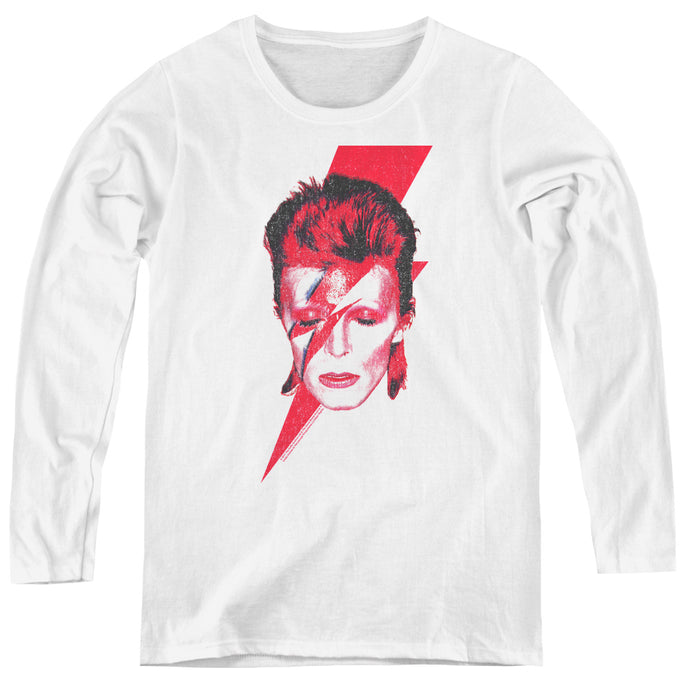 David Bowie Aladdin Sane Womens Long Sleeve Shirt White