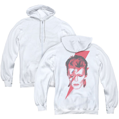 David Bowie Aladdin Sane Back Print Zipper Mens Hoodie White