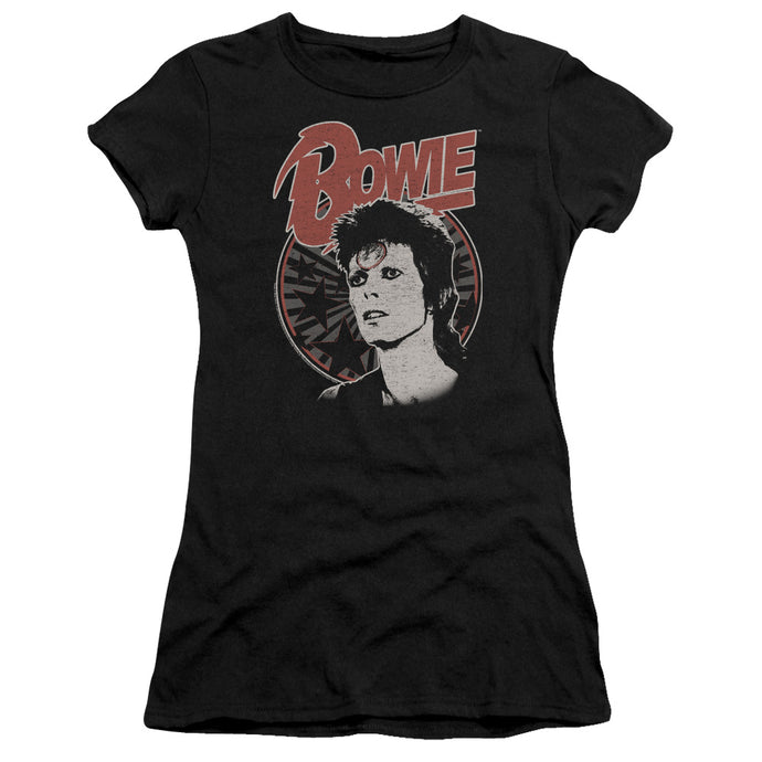 David Bowie Space Oddity Junior Sheer Cap Sleeve Womens T Shirt Black