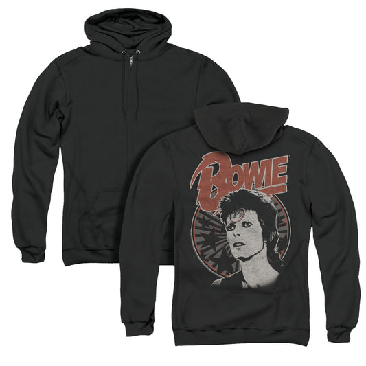 David Bowie Space Oddity Back Print Zipper Mens Hoodie Black