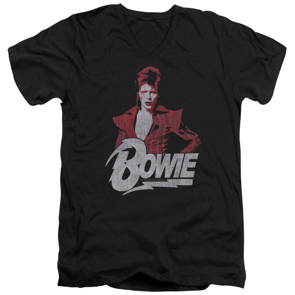 David Bowie Diamond David Mens Slim Fit V-Neck T Shirt Black