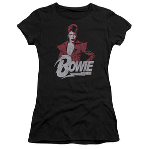 David Bowie Diamond David Junior Sheer Cap Sleeve Womens T Shirt Black