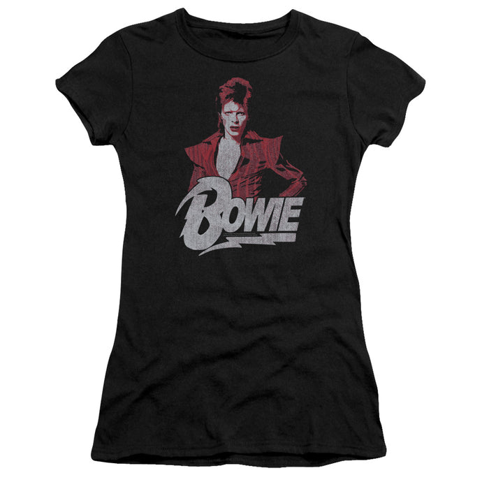 David Bowie Diamond David Junior Sheer Cap Sleeve Premium Bella Canvas Womens T Shirt Black